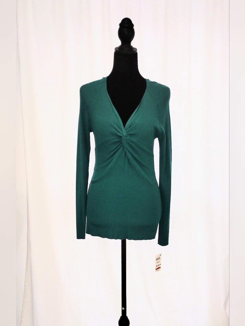 INC Sz M Women's Teal Twist-Front Long-Sleeve Top